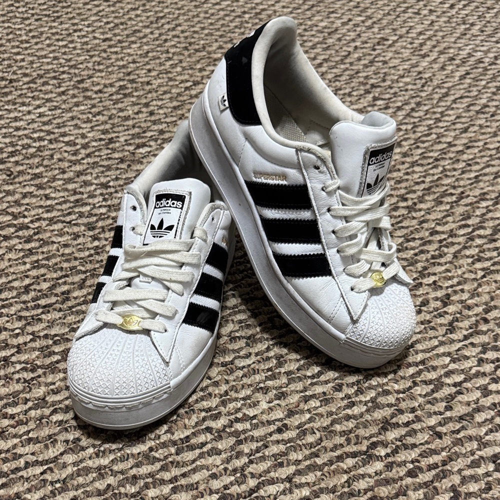 Adidas White and Black Superstar Sneakers
